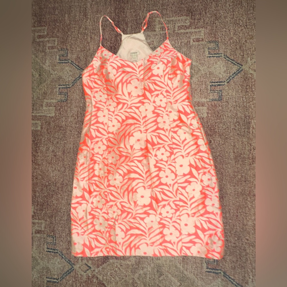 J crew neon pink & cream Racerback mini party summer evening dress